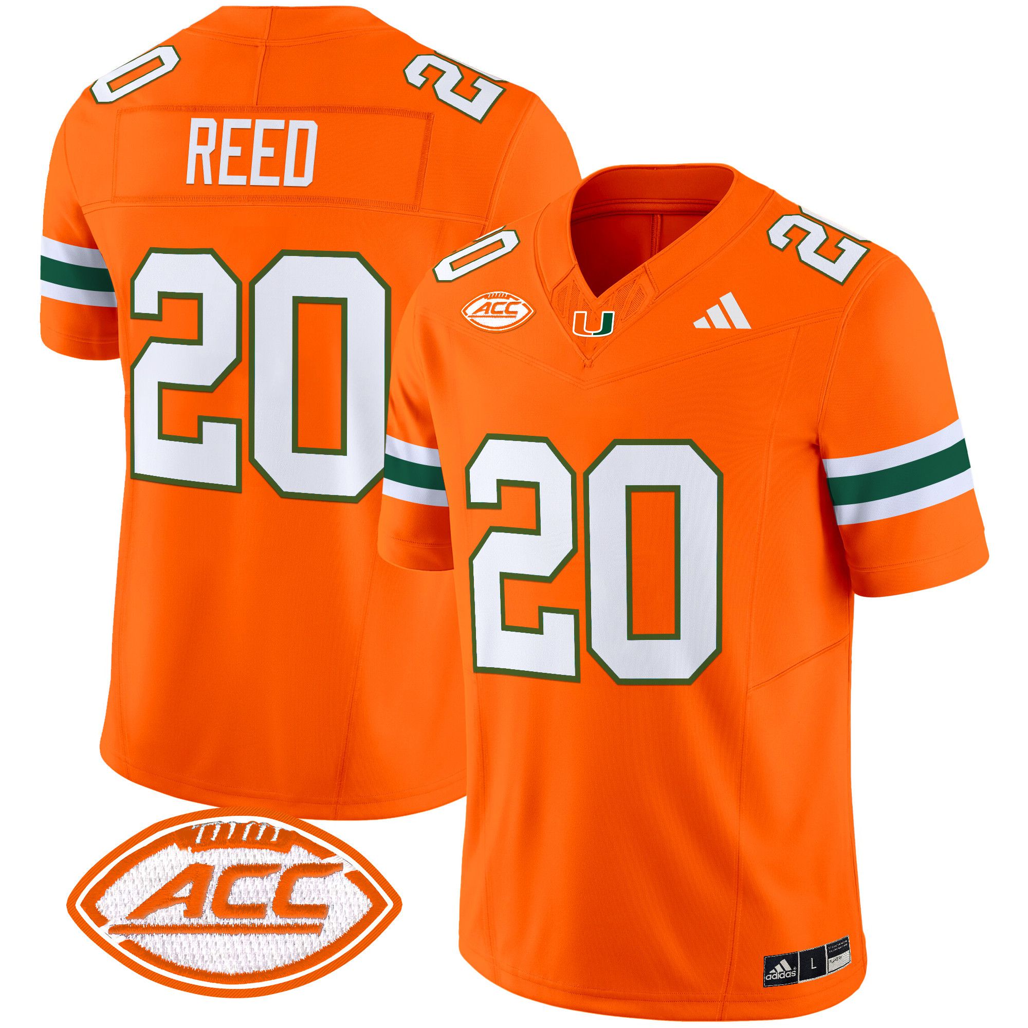 Men Miami Hurricanes #20 Reed Orange 2024 Vapor Limited NCAA Jersey style 1->ncaa teams->NCAA Jersey